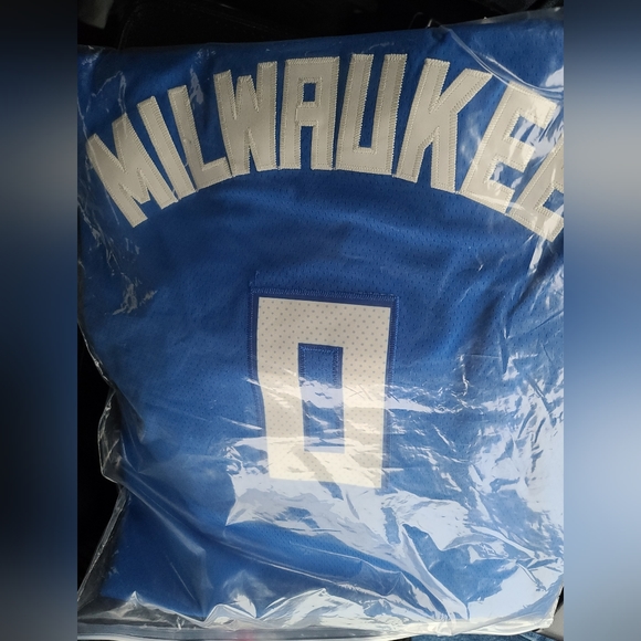 Nike New w/ Tags Damian Lillard Milwaukee Bucks Hypercolor Jersey Blue - Picture 3 of 7